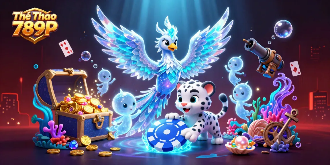 Thể Thao 789P brings excitement with a vibrant scene featuring an ice phoenix and playful leopard cub.